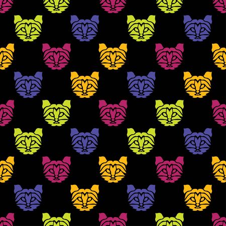 Elegant seamless pattern with abstract cat symbols, design elements. Can be used for invitations, greeting cards, scrapbooking, print, gift wrap, manufacturing. Animal themeのイラスト素材