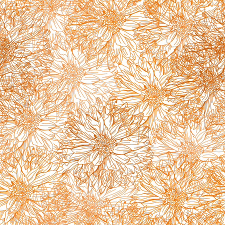 Elegant seamless pattern with hand drawn decorative chrysanthemum flowers, design elements. Floral pattern for wedding invitations, greeting cards, scrapbooking, print, gift wrap, manufacturing.のイラスト素材