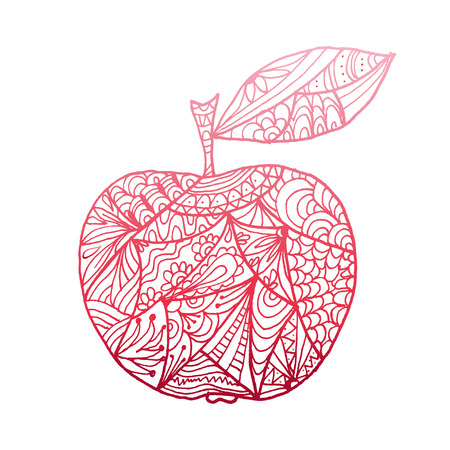 Hand drawn decorative red apple, design elementのイラスト素材