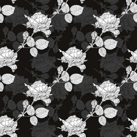 Elegant seamless pattern with hand drawn decorative rose flowers, design elements. Floral pattern for wedding invitations, greeting cards, scrapbooking, print, gift wrap, manufacturing.のイラスト素材