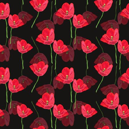 Elegant seamless pattern with hand drawn decorative tulip flowers, design elements. Floral pattern for wedding invitations, greeting cards, scrapbooking, print, gift wrap, manufacturing.のイラスト素材