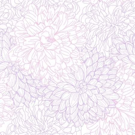 Elegant seamless pattern with hand drawn decorative chrysanthemum flowers, design elements. Floral pattern for wedding invitations, greeting cards, scrapbooking, print, gift wrap, manufacturing.のイラスト素材