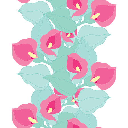 Elegant seamless pattern with hand drawn decorative calla flowers, design elements. Floral pattern for wedding invitations, greeting cards, scrapbooking, print, gift wrap, manufacturing.のイラスト素材