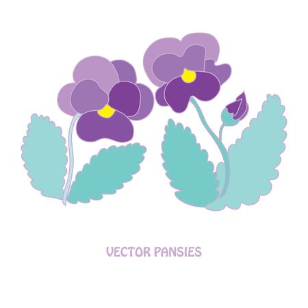 Elegant hand drawn pansy flowers, design elements. Can be used for wedding, baby shower, mothers day, valentines day cards, invitations, banners, posters, scrapbooking elements, gift paper ornamentのイラスト素材