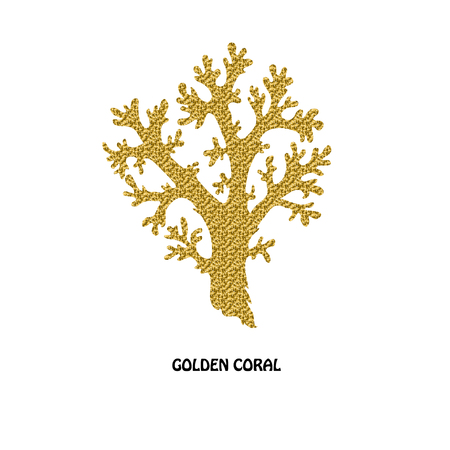 Abstract golden coral symbol, design element. Can be used for invitations, greeting cards, scrapbooking, print, labels, emblems, manufacturing. Sea life themeの写真素材