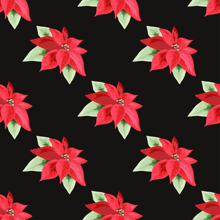 Elegant seamless pattern with hand drawn poinsettia flowers. Can be used for winter holiday invitations, greeting cards, scrapbooking, print, gift wrap, manufacturing. All elements are editableのイラスト素材