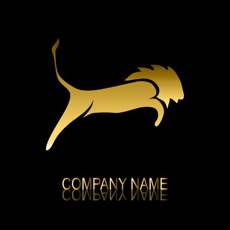 Abstract golden lion sign/symbol, design element. Can be used for corporate identity, company emblem, jewelry shape, print, labels, cards, manufacturing. Animal themeのイラスト素材