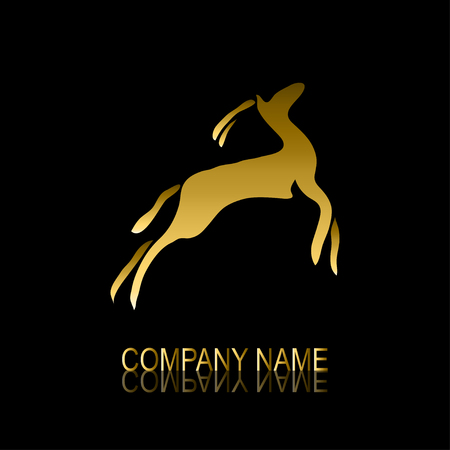 Abstract golden gazelle sign/symbol, design element. Can be used for corporate identity, company emblem, jewelry shape, print, labels, cards, manufacturing. Animal themeのイラスト素材