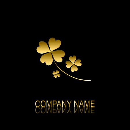 Abstract golden four leaf clover sign/symbol, design element. Can be used for corporate identity, company emblem, jewelry shape, print, labels, cards, manufacturingのイラスト素材