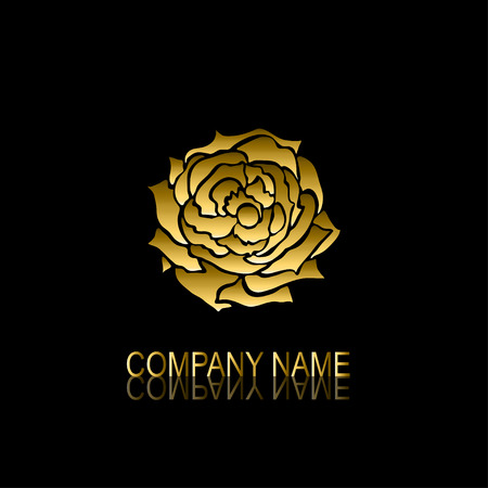 Abstract golden rose sign/symbol, design element. Can be used for corporate identity, company emblem, jewelry shape, print, labels, cards, manufacturing. Floral themeのイラスト素材