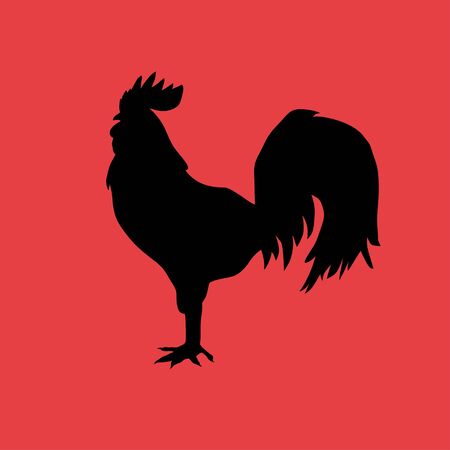 Elegant decorative rooster silhouette, symbol of New Year 2017. Can be used for cards, invitations, print, gift wrap, gift paper, scrapbooking, manufacturing, flyers, banners, web backgroundsのイラスト素材
