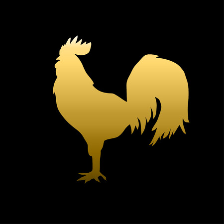 Elegant golden decorative rooster, symbol of New Year 2017. Can be used for cards, invitations, print, gift wrap, gift paper, scrapbooking, manufacturing, flyers, banners, web backgroundsのイラスト素材