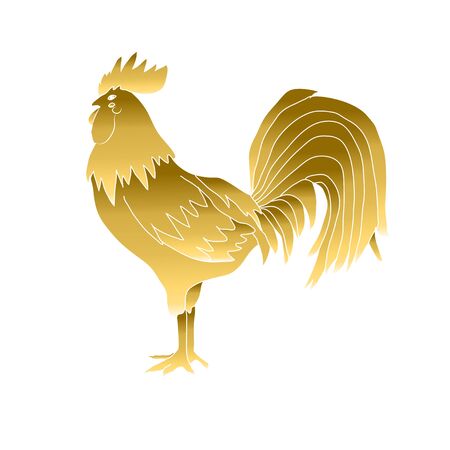 Elegant hand drawn decorative golden rooster, symbol of New Year 2017. Can be used for cards, invitations, print, gift wrap, gift paper, scrapbooking, manufacturing, flyers, banners, web backgroundsのイラスト素材