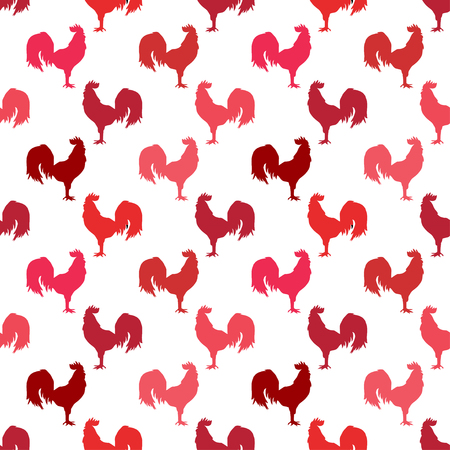 Elegant seamless pattern with abstract red roosters icons, design element. Can be used for invitations, greeting cards, scrapbooking, print, gift wrap, manufacturing. Bird theme. New Year 2017 symbolのイラスト素材