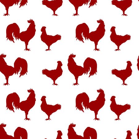 Elegant seamless pattern with abstract roosters and chickens, design element. Can be used for invitations, greeting cards, scrapbooking, print, gift wrap, manufacturing.Bird theme.New Year 2017 symbolのイラスト素材