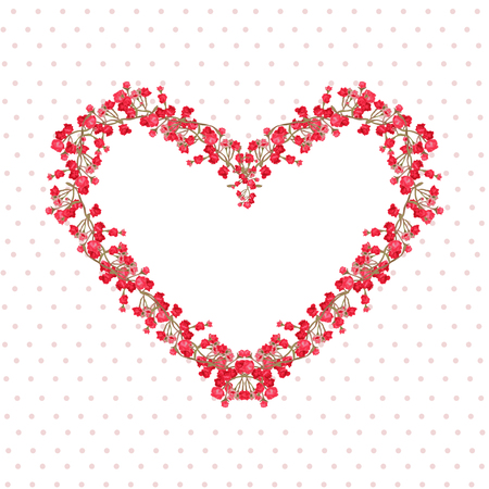 Elegant card with beautiful floral wreath in shape of heart, design element. Can be used vor valentines, mothers day, baby shower, scrapbooking, print, wedding and birthday invitations. Love symbolのイラスト素材