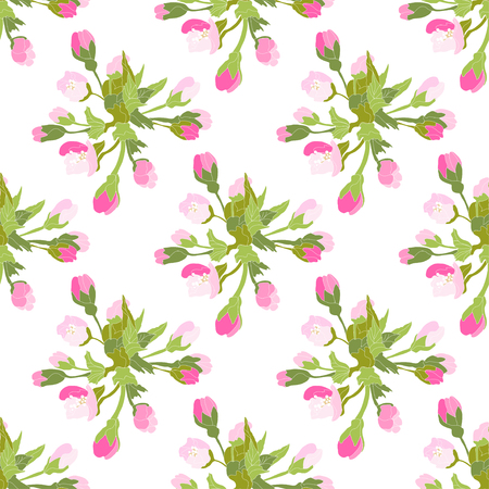 Elegant seamless pattern with hand drawn decorative cherry blossom flowers, design elements.のイラスト素材