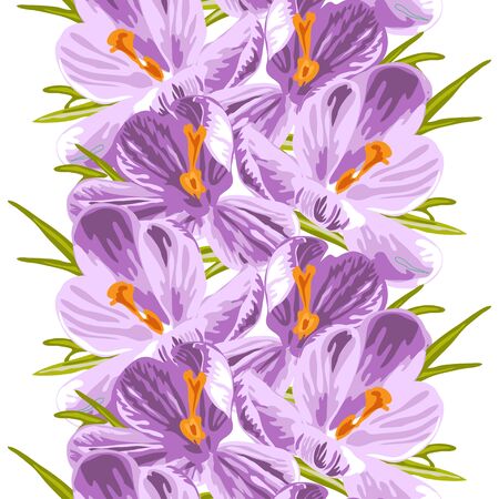 Colorful with hand drawn decorative crocus flowers, design elements. Floral pattern for wedding invitations, greeting cards, scrapbooking, print, gift wrap, manufacturing. Editableのイラスト素材