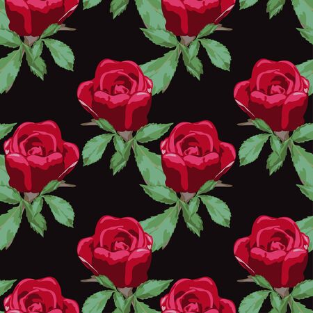 Elegant seamless pattern with decorative rose flowers in watercolor style, design element. Floral pattern for wedding invitations, cards, scrapbooking, print, gift wrap, manufacturing. Editableのイラスト素材