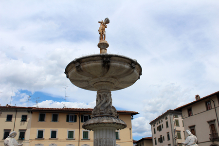 Pescatorello fountain in Prato, Tuscany, Italy. Popular touristic european destination. Prato city viewのeditorial素材