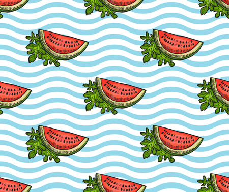 Elegant seamless pattern with hand drawn decorative watermelons, design elements. Can be used for...