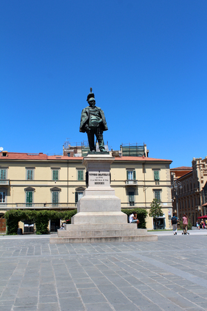 July 16, 2016, Pisa, Tuscany, Italy. Vittorio Emanuele II monument. Popular touristic european destination. Pisa city viewのeditorial素材