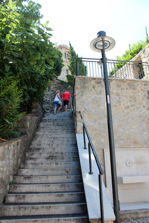 August 1, 2016, July 24, 2016, stairs to the Castle in Desenzano del Garda, Northern Italy. Popular touristic european destination. Desenzano del Garda city viewのeditorial素材