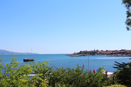 August 15, 2016, Nessebar, Bulgaria. Popular touristic european destination. Sunny Beach city viewのeditorial素材