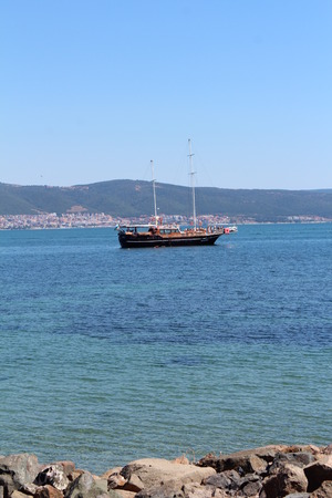 August 15, 2016, Sunny Beach, Nessebar, Bulgaria. Popular touristic european destination. Sunny Beach city viewのeditorial素材
