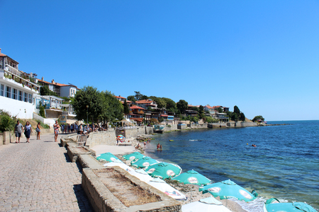 August 15, 2016, Nessebar, Bulgaria. Popular touristic european destination. Sunny Beach city viewのeditorial素材