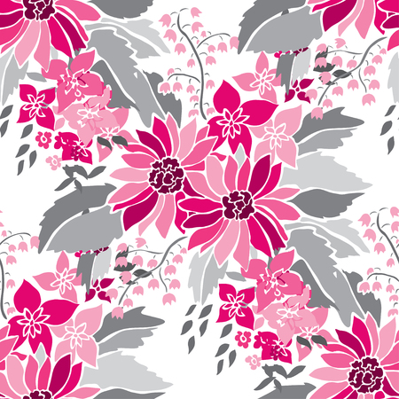 Elegant seamless pattern with hand drawn decorative flowers, design elements. Floral pattern for wedding invitations, greeting cards, wallpapers, scrapbooking, print, gift wrap, manufacturing.のイラスト素材