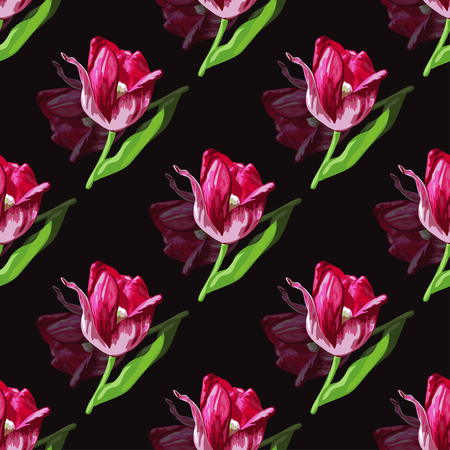 Elegant seamless pattern with decorative flowers in watercolor style, design elements. Floral pattern for wedding invitations, greeting cards, scrapbooking, print, gift wrap, manufacturing. Editableのイラスト素材