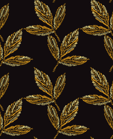 Elegant seamless pattern with hand drawn decorative leavesのイラスト素材
