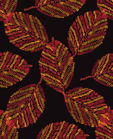 Elegant seamless pattern with hand drawn decorative leavesのイラスト素材