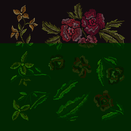Elegant seamless pattern with hand drawn decorative flowers, design elements. Floral pattern for invitations, cards, wallpapers, print, gift wrap, manufacturing, fabrics. Embroidery styleのイラスト素材