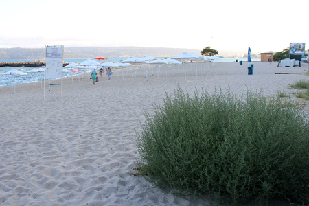 August 20, 2017, beach with tourists in Varna, Bulgaria. Popular touristic european destinationのeditorial素材