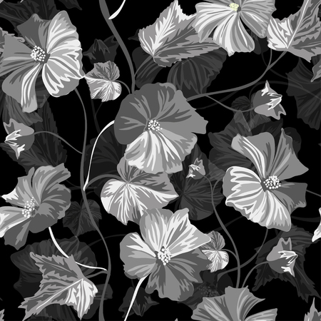 Elegant seamless pattern with hibiscus flowers, design elements. Floral  pattern for invitations, cards, print, gift wrap, manufacturing, textile, fabric, wallpapersのイラスト素材