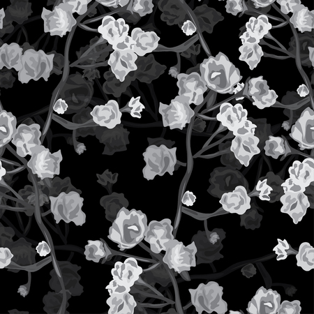 Elegant seamless pattern with rose flowers, design elements. Floral  pattern for invitations, cards, print, gift wrap, manufacturing, textile, fabric, wallpapersのイラスト素材