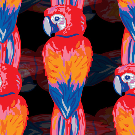 Elegant seamless pattern with parrot birds, design elements. Tropical pattern for invitations, cards, print, gift wrap, manufacturing, textile, fabric, wallpapersのイラスト素材