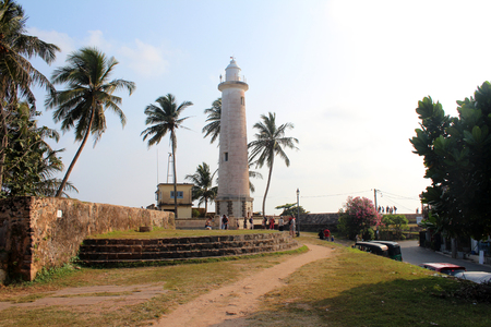 January 3, 2018, Galle Lighthouse in Galle, Sri Lanka. Popular touristic asian destination. Galle city viewのeditorial素材