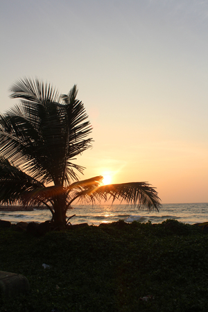 Sunset at Indian Ocean  from  Hikkaduwa, Sri Lanka. Popular touristic asian destination. Seascape. Landscape. Vacation destinationの写真素材