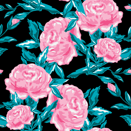 Elegant seamless pattern with peony flowers, design elements. Floral  pattern for invitations, cards, print, gift wrap, manufacturing, textile, fabric, wallpapersのイラスト素材