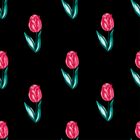 Elegant seamless pattern with tulip flowers, design elements. Floral  pattern for invitations, cards, print, gift wrap, manufacturing, textile, fabric, wallpapersのイラスト素材