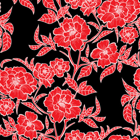 Elegant seamless pattern with peony flowers, design elements. Floral  pattern for invitations, cards, print, gift wrap, manufacturing, textile, fabric, wallpapersのイラスト素材