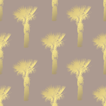 Golden seamless pattern with palm trees, design elements. Exotic  pattern for invitations, cards, print, gift wrap, manufacturing, textile, fabric, wallpapersのイラスト素材
