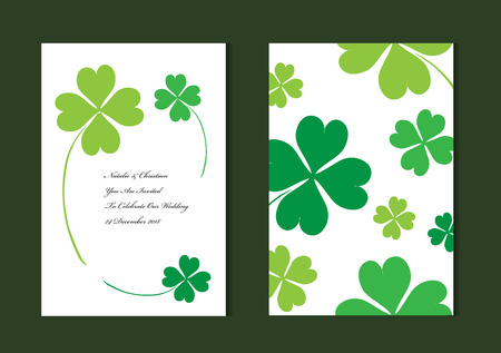 Elegant cards with decorative clovers, design elements. Can be used for wedding, baby shower, mothers day, valentines day, birthday cards, invitations, greetings. ST Patricks Day themeのイラスト素材