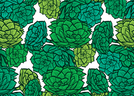 Elegant seamless pattern with echeveria plants, design elements. Floral  pattern for invitations, cards, print, gift wrap, manufacturing, textile, fabric, wallpapers. Succulentsのイラスト素材