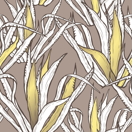 Elegant seamless pattern with agave plants, design elements. Floral  pattern for invitations, cards, print, gift wrap, manufacturing, textile, fabric, wallpapers. Succulentsのイラスト素材