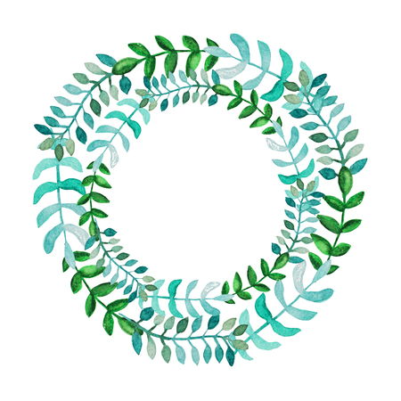 Elegant watercolor floral wreath, design element. Can be used for wedding, baby shower, mothers day, valentines day, rsvp, birthday cards, invitations. Painted floralsの写真素材