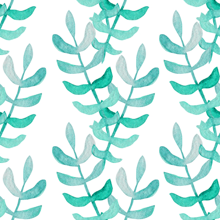 Elegant seamless pattern with watercolor branches with leaves, design elements. Floral pattern for invitations, greeting cards, scrapbooking, print, gift wrap, manufacturingの写真素材